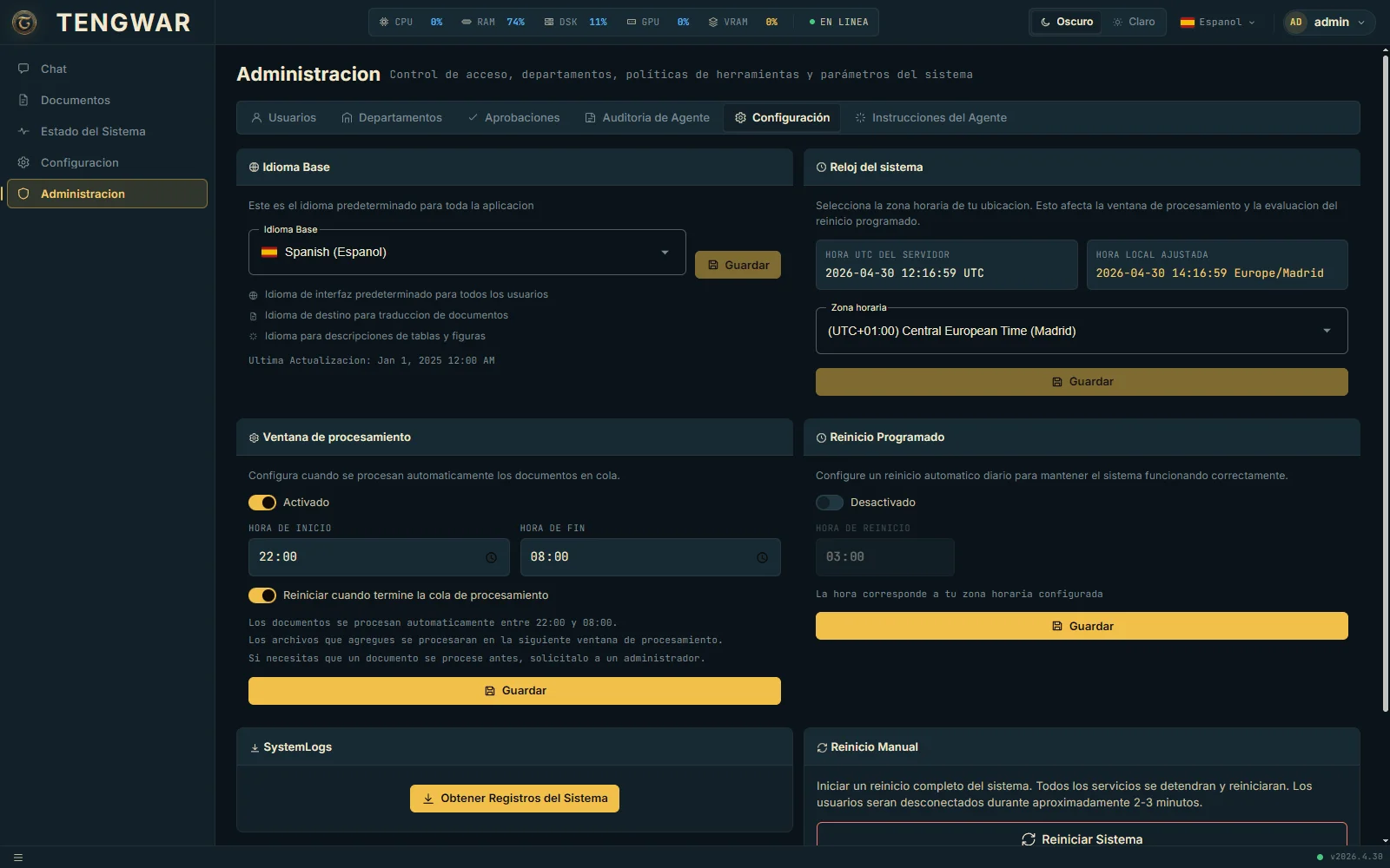 Operator configuration