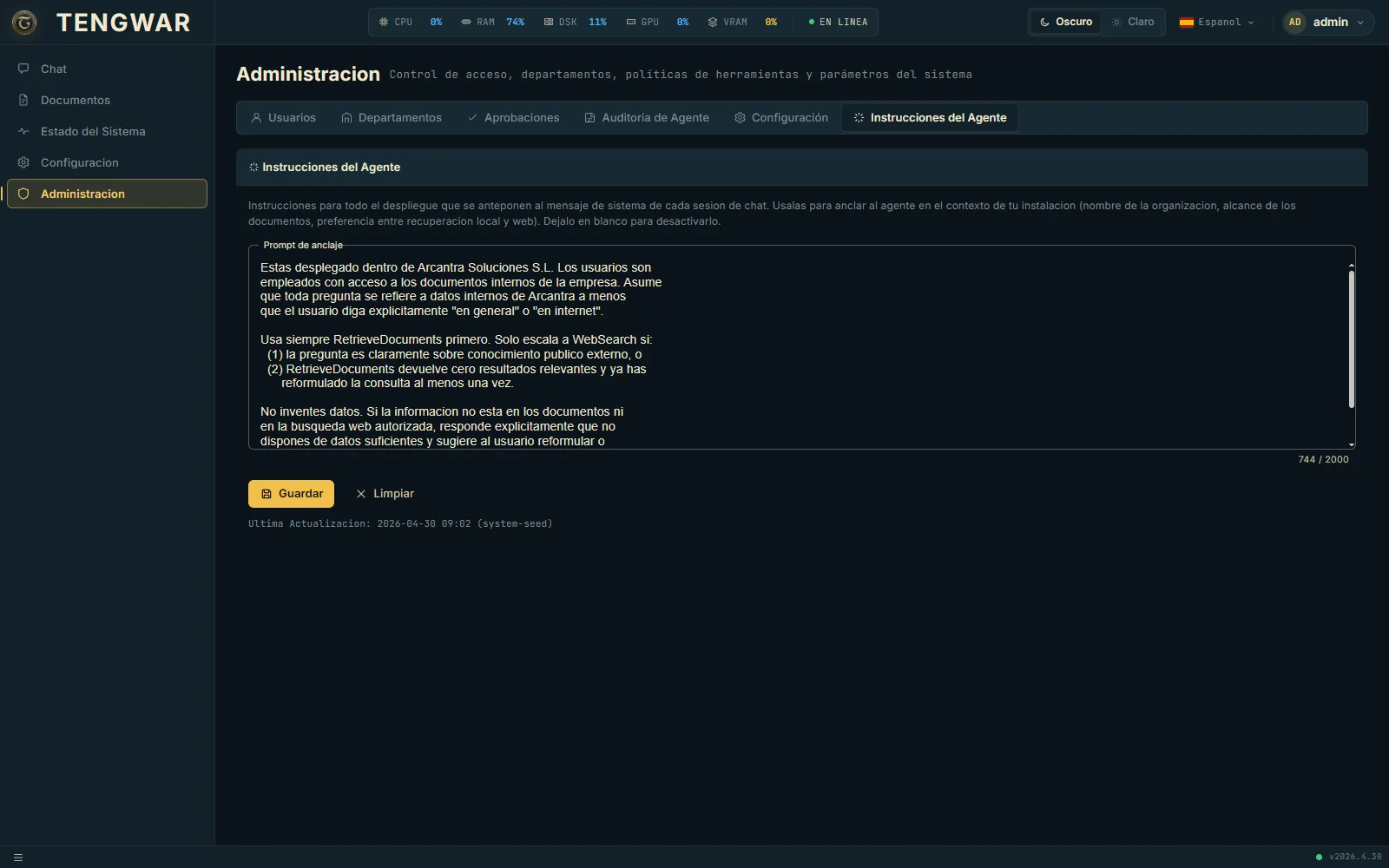 Agent grounding editor